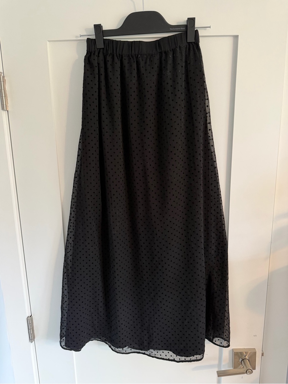 Old Navy Black Polka Dot Midi Skirt